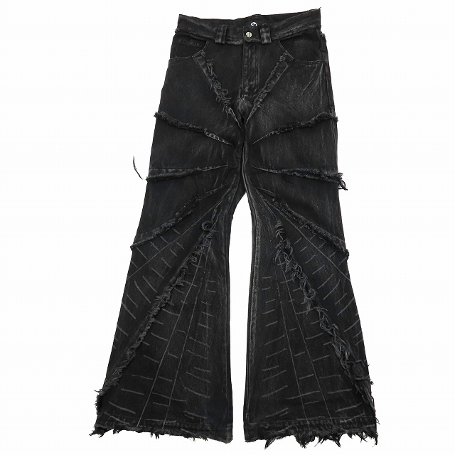 パンツ cyvist flare webdenim black w36 中古】cyvist サイヴィスト FLARE WEBBED DENIM BLACK ダメージ加工