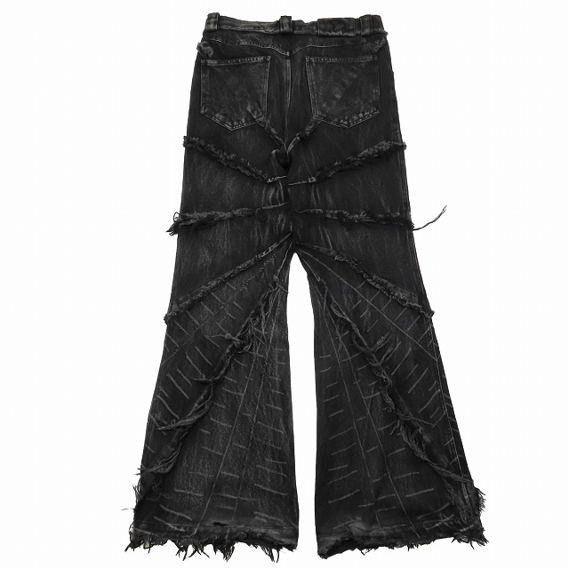 中古】cyvist サイヴィスト FLARE WEBBED DENIM BLACK ダメージ加工
