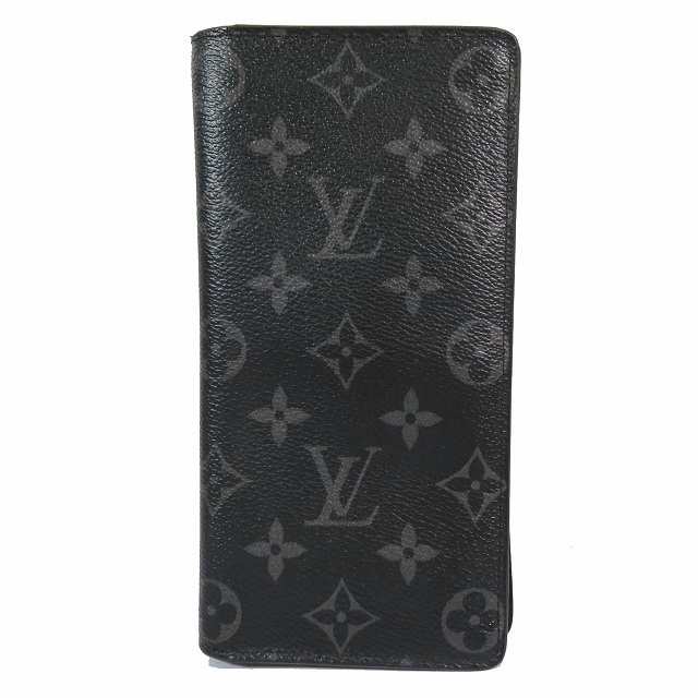 【中古】ルイヴィトン LOUIS VUITTON モノグラム エクリプス ポルトフォイユ ブラザ 二つ折り長財布 黒 M61697