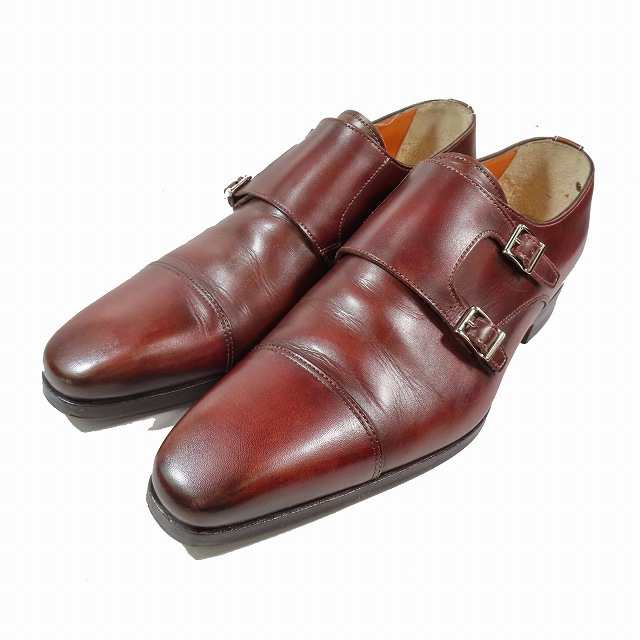 【中古】サントーニ SANTONI ダブルモンクストラップ ビジネスシューズ レザー 5 ダークブラウン 10053