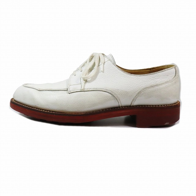 【中古】クロケット&ジョーンズ CROCKETT&JONES ビジネス オックスフォードシューズ レースアップ レザー 7.5E 白