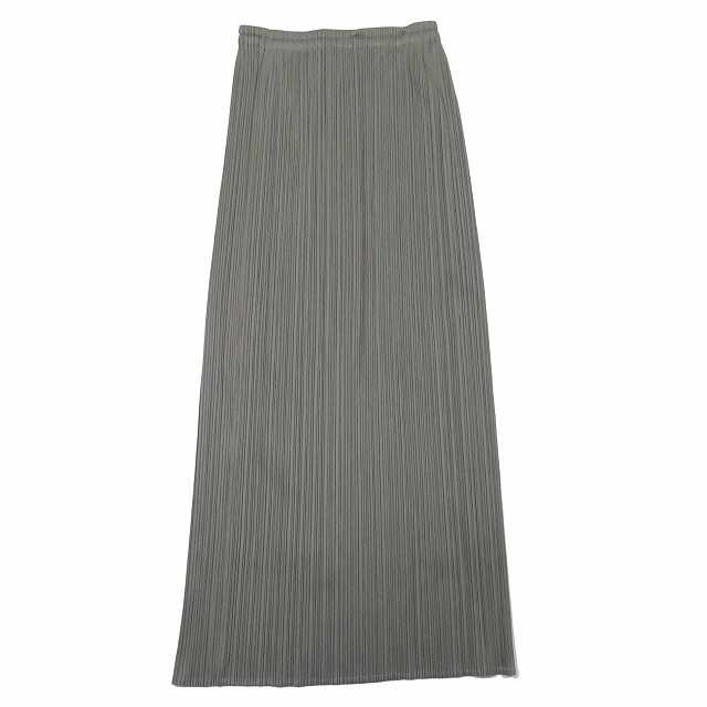 【中古】美品 00AW PLEATS PLEASE ISSEY MIYAKE プリーツ タイトスカート ロング ミモレ丈 2 グレー PP04-JG613