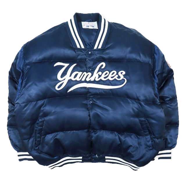 【中古】STARTER MLB NY YANKEES ヴィンテージ ジャンパー ダウンジャケット ブルゾン 刺繍 オーバーサイズ ネイビー 5XL メンズ