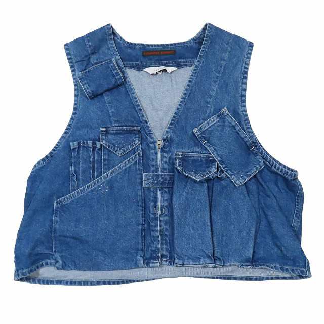 【中古】美品 24SS KATHARINE HAMNETT × Sasquatchfabrix. DENIM VEST デニム ベスト L インディゴ 24SS-JKL-009