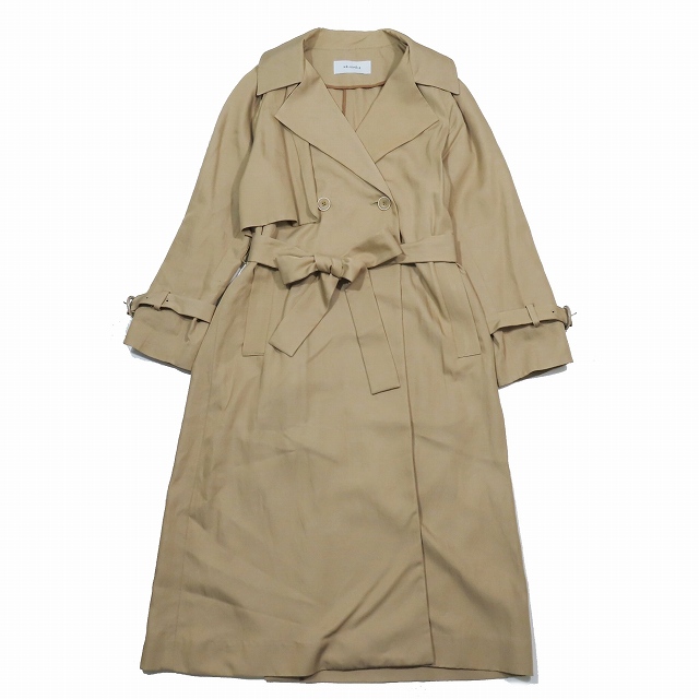 【中古】エリオポール heliopole とろみ トレンチジャケット ロング丈 ウエストマーク リボンベルト 38 ベージュの通販は