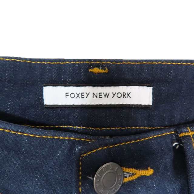 【中古】フォクシーニューヨーク FOXEY NEW YORK Pants Clemente クロップドデニム パンツ クレメンテ Fステッチ インディゴ38