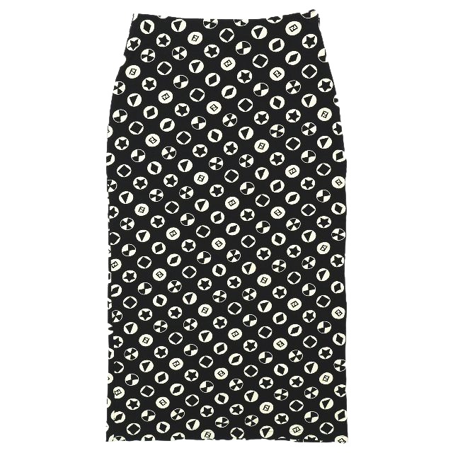【中古】オールド フェンディ OLD FENDI 総柄 タイト スカート ロング丈 マキシ丈 ロゴ 幾何学模様 ボトムス 44 M 黒の通販は 15,120円