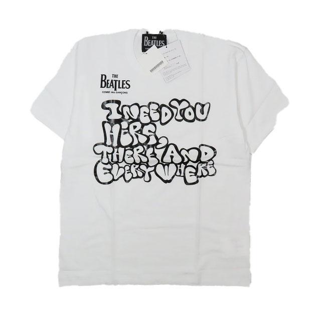 【中古】未使用品 COMME des GARCONS × The Beatles CDG T-Shirt プリント ロゴ Tシャツ カットソー 半袖 VZ-T033-051-2-5 白 XLの通販は
