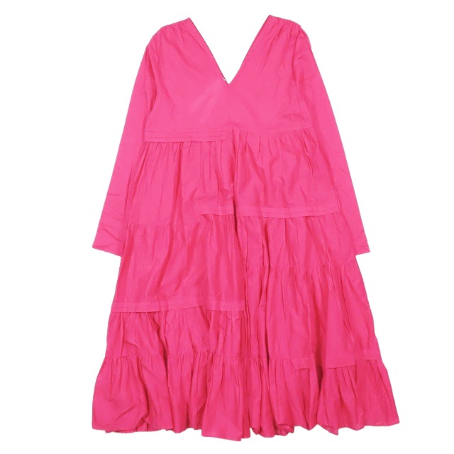 Merlette ティアードピンクVネックワンピース Merlette ティアードピンクVネックワンピース Merlette - 【のっ