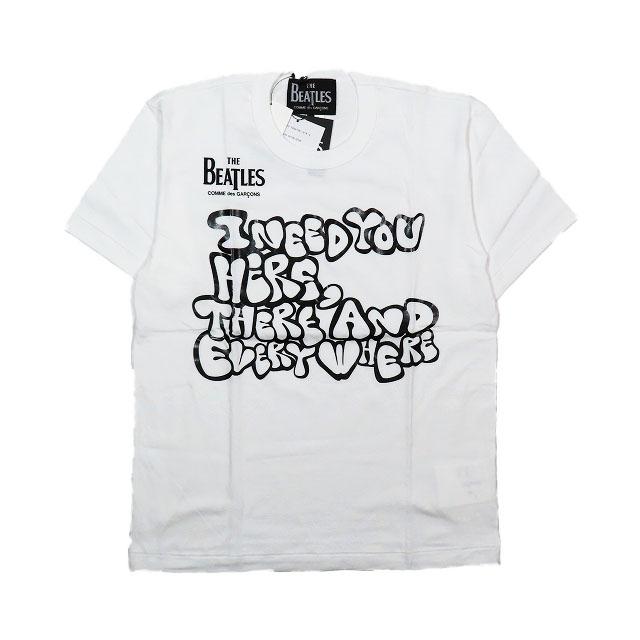 【中古】未使用品 COMME des GARCONS × The Beatles CDG T-Shirt プリント ロゴ Tシャツ カットソー 半袖 VZ-T033-051-2-5 白 Lの通販は