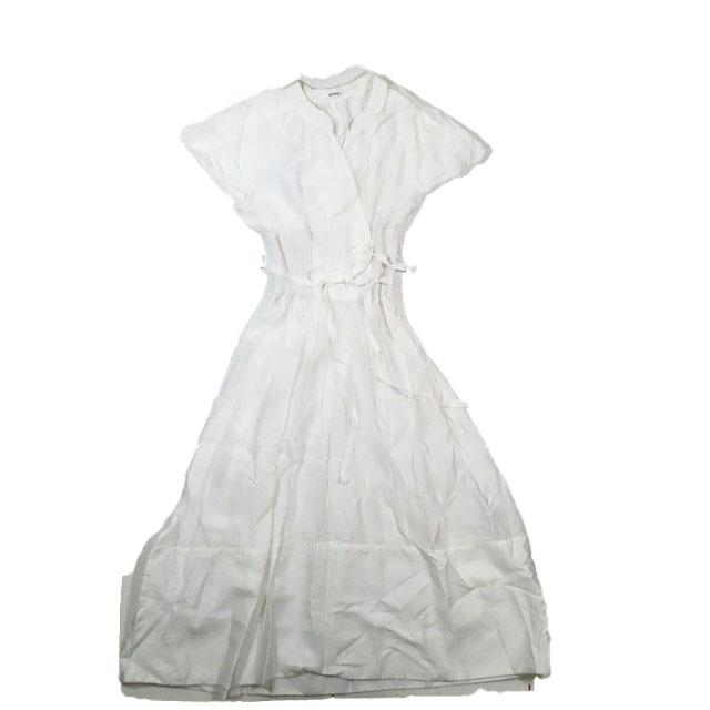 【中古】スナイデル SNIDEL カシュクール ウエストリブ シアーオーガンワンピース ドレス ロング 半袖 白 ホワイト 1 レディース の通販は 7,310円