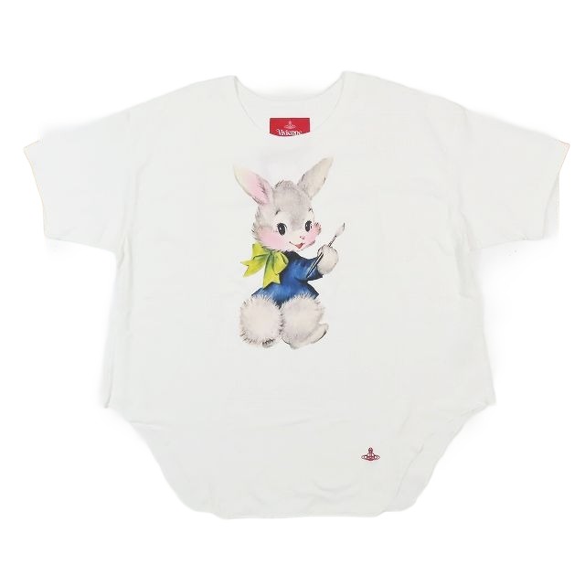 【中古】未使用品 24ss ヴィヴィアンウエストウッドレッドレーベル ペインティング バニー プリント Tシャツ ロゴ オーブ刺繍 00 白 の通販は