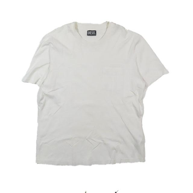【中古】ディーゼル DIESEL Tシャツ カットソー クルーネック T-JUST-WORKY ロゴ グラフィック 半袖 白 ホワイト L メンズYBA11 の通販は 4,700円