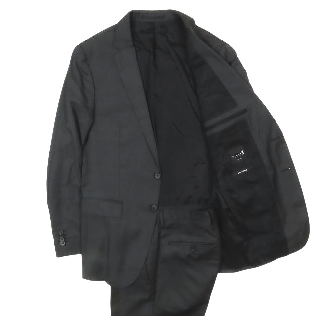 【中古】ヒューゴボス HUGO BOSS スーツ セットアップ GUABELLO社 Stretch Tailoring テーラード ジャケット 2B パンツ 46 M グレー