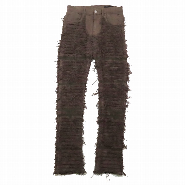 【中古】1017 ALYX 9SM × Blackmeans フレイド スリムジーンズ ダメージ加工 デニム 28 ダークブラウン/8 メンズ の通販は