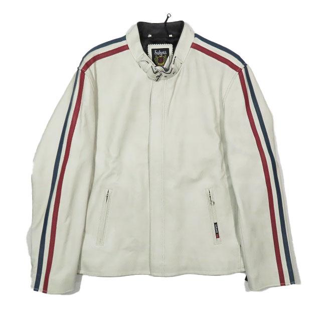 再値下げ　Schott アイボリーレザーライダースジャケット XL Schott アイボリーレザーライダースジャケット XL