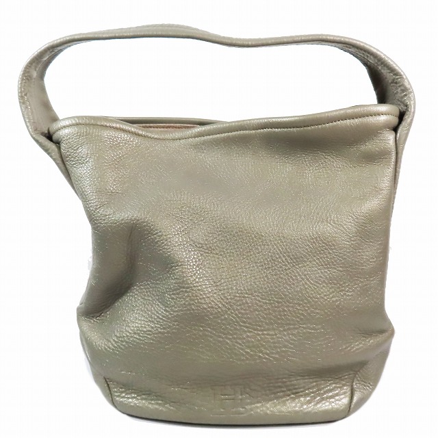 【中古】ヒロフ HIROFU セミショルダー ワンハンドル ハンドバッグ ロゴ 型押し レザーの通販は 6,500円