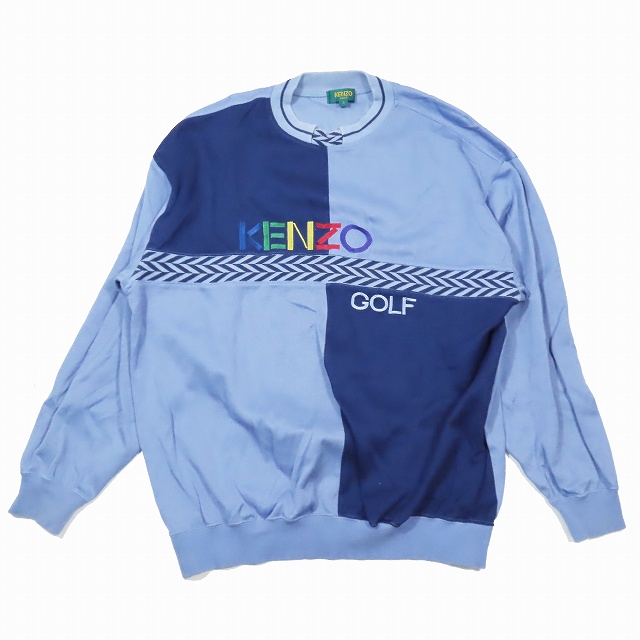 【中古】ケンゾー KENZO GOLF スウェット トレーナー 長袖 クルーネック ロゴ 刺繍 カットソー 5 青系/1YBA11 メンズ の通販は