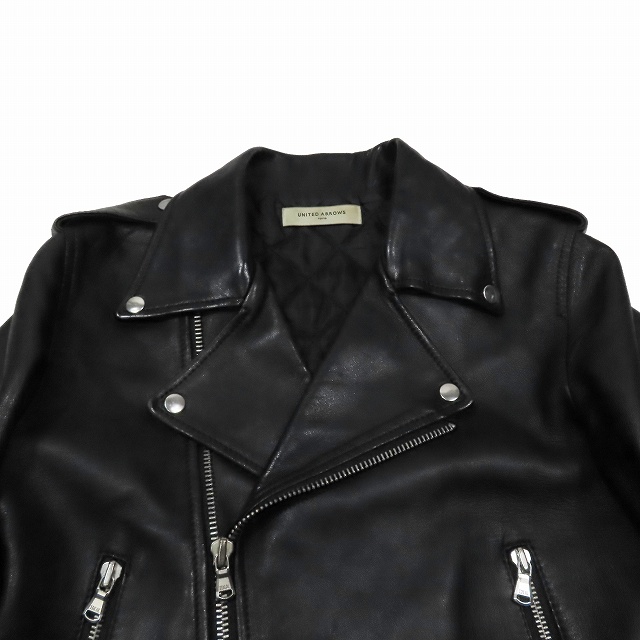 【希少】ユナイテッドアローズ ラムレザージャケット ダブルライダース ブラック ラムレザーダブルライダース（ライダースジャケット）｜UNITED
