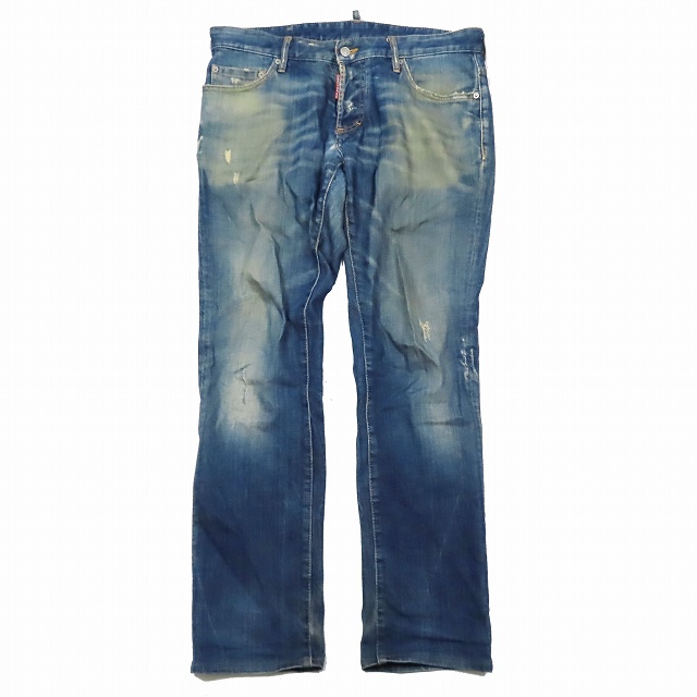 【中古】ディースクエアード DSQUARED2 デニム ジーンズパンツ ダメージ加工 ボタンフライ 50 ブルー/1YBA11 メンズ の通販は 8,000円