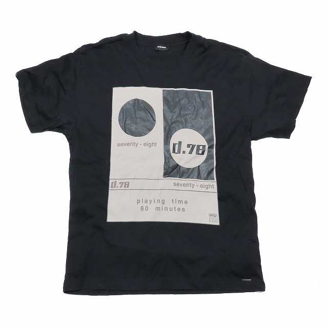 【中古】ディーゼル DIESEL Tシャツ 半袖 クルーネック プリント グラフィック カットソー S 黒/2YBA11 メンズ の通販は