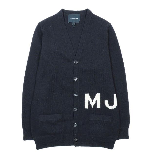 【中古】マークジェイコブス MARC JACOBS The Big Cardigan ビッグ 厚手 ニットカーディガン 羊毛 ロゴ オーバーサイズ 長袖 黒の通販は