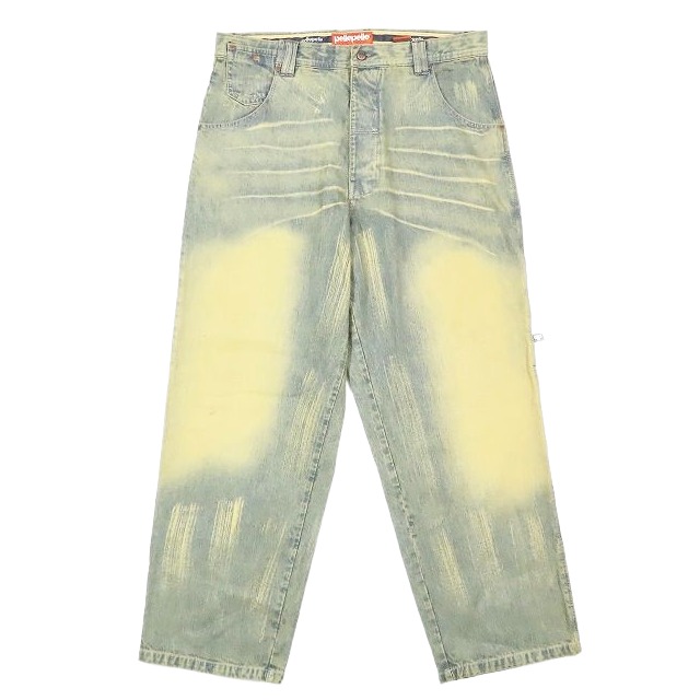 【中古】90s 00s Vintage PELLE PELLE by MARC BUCHANAN ペレペレ マーク ブキャナン デニム パンツ ワイド ジーンズ USED加工 W40 青の通販は 9,000円