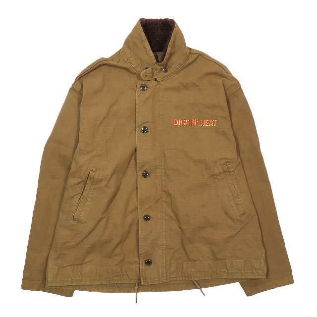 【中古】RECOGNIZE レコナイズ DIGGIN' HEAT DECK JK ワークジャケット アルパカ ロゴ 長袖 ボタンダウン アウター ブラウン XL メンズ の通販は
