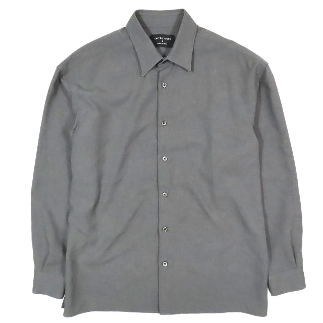 【中古】ユナイテッドトウキョウ UNITED TOKYO シャツ ボイルロングスリーブ 長袖 リネンライク オーバーサイズ ベーシック 3 L グレーの通販は 4,550円