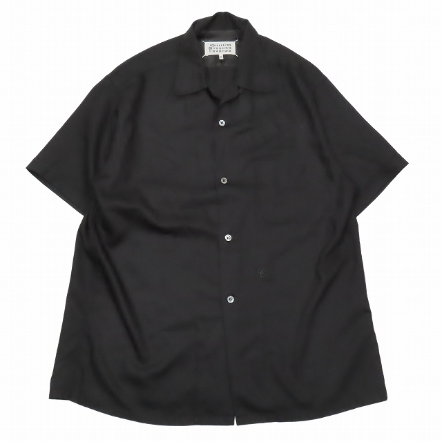 【中古】美品 24SS Maison Margiela レーヨン オープンカラーシャツ 半袖 48 黒 S50DR0006 S60495/7 メンズ の通販は