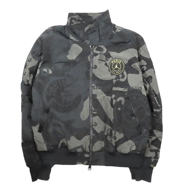 【中古】NIKE JORDAN BRAND ジョーダン パリ・サンジェルマン PSG カモジャケット FN5321-010 ワッペン 長袖 ブラック グレー XL