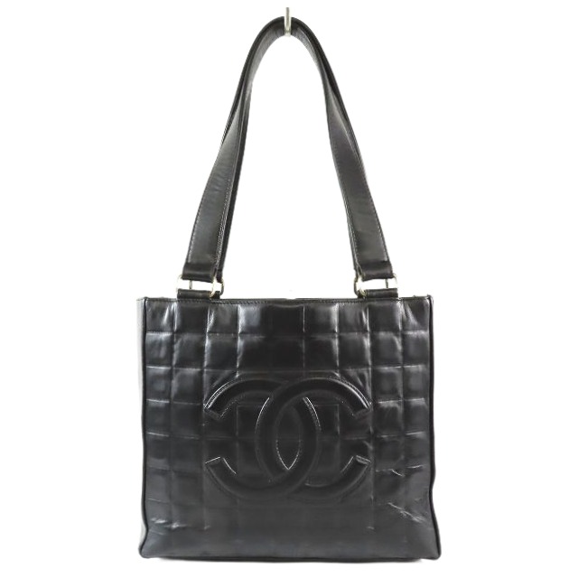 【美品】シャネル　チョコバー　レザー　ハンドバッグ　黒　ブラック　257 美品】シャネル チョコバー レザー ハンドバッグ 黒 ブラック 257