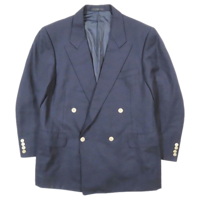 【中古】ヴィンテージ バーバリーズ Vintage Burberrys 金ボタン 紺ブレ ダブル テーラード ジャケット ブレザー 総裏地 L ネイビー