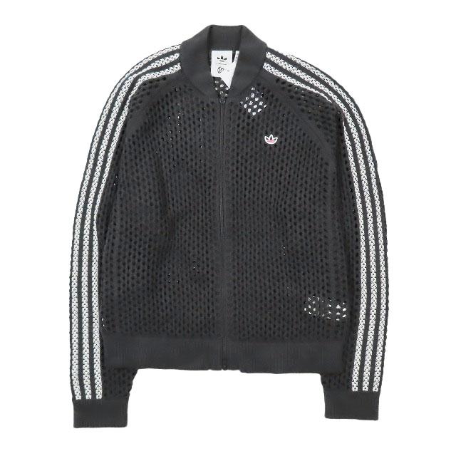 【中古】未使用品 24SS adidas CLOT CROCHET TRACKTOP CARBON トラックトップ メッシュジャケット ジップ スリーライン JF4267 黒 L