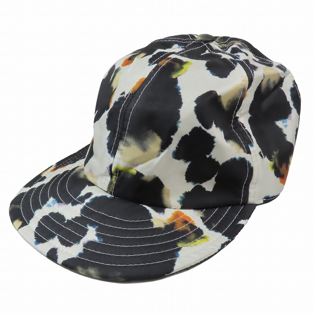 【中古】美品 23ss フェンディ FENDI シルク ベースボールキャップ 帽子 総柄 ロゴ 刺? FXQ961 ホワイト/4JBA4