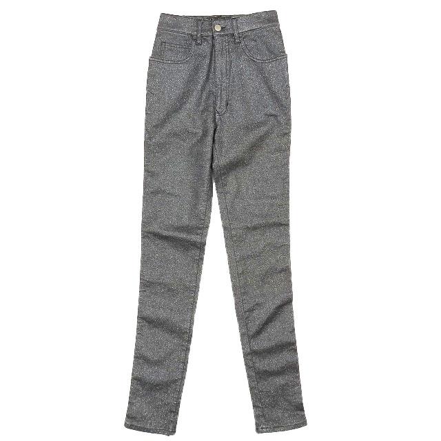 【中古】フェンディ FENDI デニム ジーンズ ルレックス ラメ入り ストレートデニム ストレッチ ジップフライ 黒 42 レディース