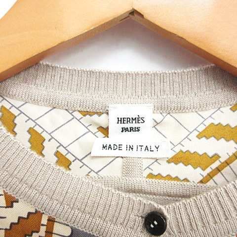 中古】エルメス HERMES 19年 ニットカーディガン スカーフ柄 カシミヤ