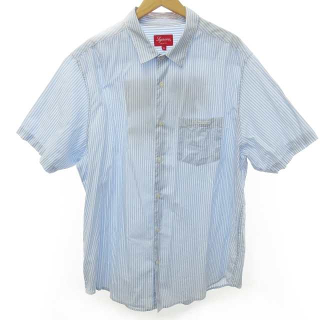 【中古】シュプリーム SUPREME 21SS Iggy Pop S/S Shirt イギー ポップ ストライプ シャツ 水色 白 XL 半袖｜au  PAY マーケット