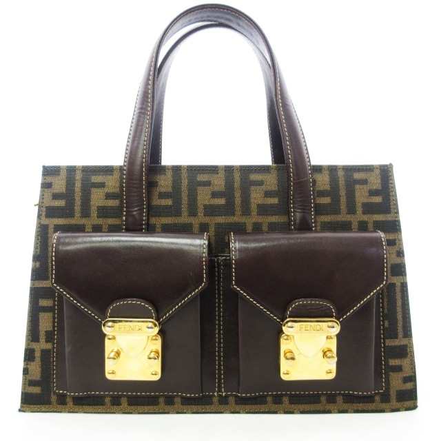 FENDI フェンディ　トートバック　ズッカ　ロゴ　キャンバス　レザー