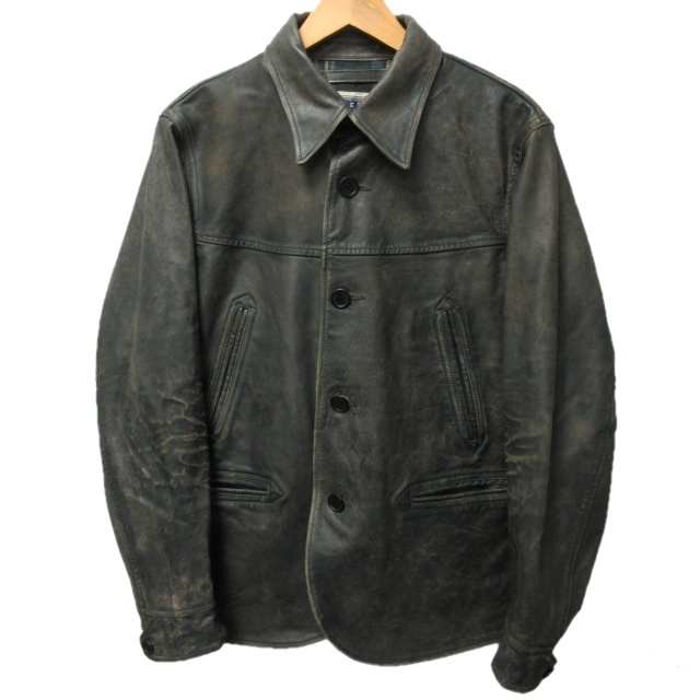 ダブルアールエル RRL INDIGO LETHER CAR COAT インディゴレザー カー