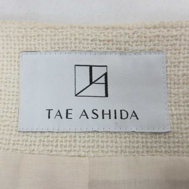 中古】タエアシダ TAE ASHIDA ツイード ノーカラーコート ジャケット