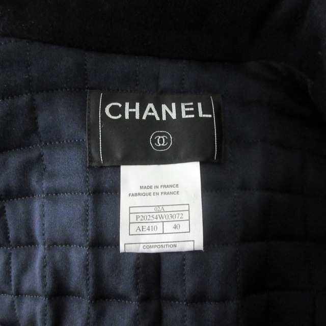 【中古】シャネル CHANEL 02A カシミヤ ノースリーブ ロングコート ジャケット ダブル 40 約L相当 P20254W03072  NGA35｜au PAY マーケット