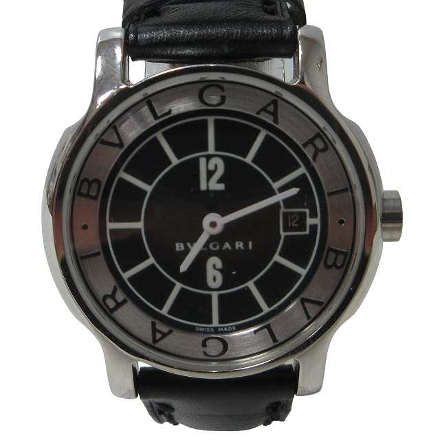 ブルガリ ST35S ソロテンポ 腕時計 クォーツ デイト 稼働品 黒文字盤