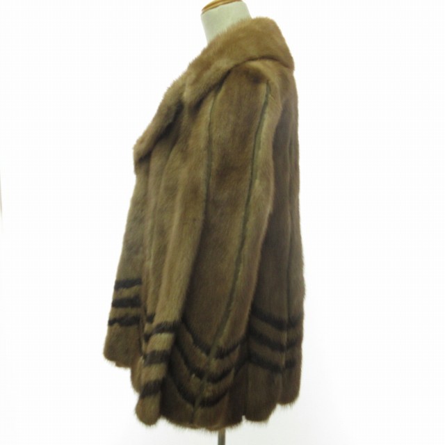 中古】nakamura fur 美品 ミンクファー コート ジャケット ライン柄