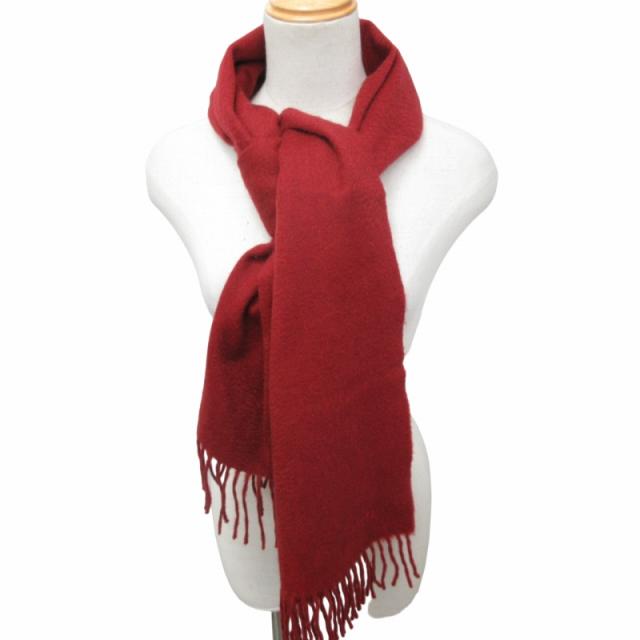 【中古】エルメス HERMES ヴィンテージ カシミヤマフラー ストール フリンジ スコットランド製 レッド 赤 0415 IBO50の通販は
