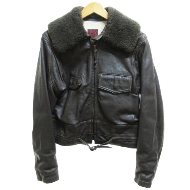 【中古】エヴィス EVISU ロストワールド社別注 A-2 レザージャケット ライダース 革ジャン USA製 34 約S IBO52の通販は
