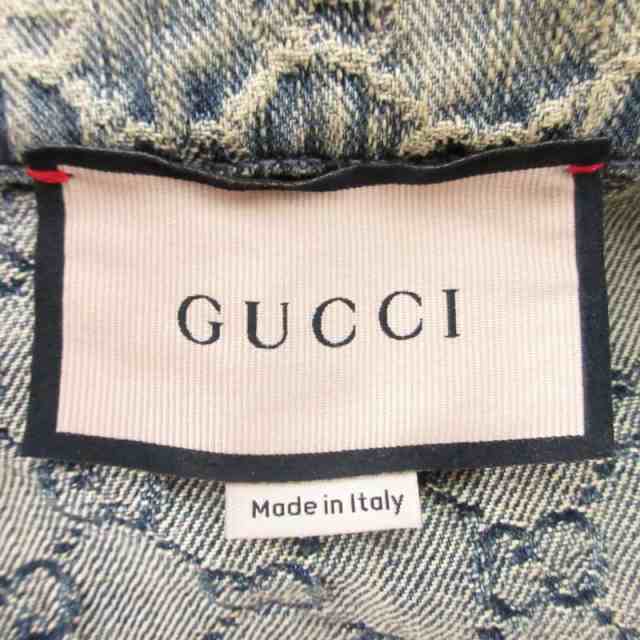 【中古】グッチ GUCCI 美品 22AW デニムジャケット Gジャン GG柄 ジャカード ブルー 40 約Lサイズ 678791 XDBOK