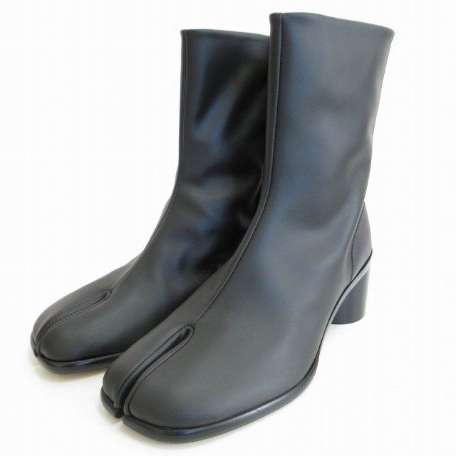 【中古】未使用品 メゾンマルジェラ 22 タグ付 22AW TABI ANKLE BOOTS レザー タビブーツ 足袋 ヒール 41 26.0