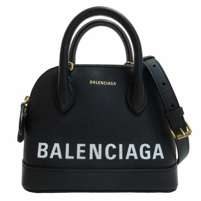 【中古】バレンシアガ BALENCIAGA 美品 ヴィル トップハンドル XXS 2WAY ショルダーバッグ レザー 黒 金 ブラック