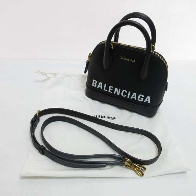 【中古】バレンシアガ BALENCIAGA 美品 ヴィル トップハンドル XXS 2WAY ショルダーバッグ レザー 黒 金 ブラック